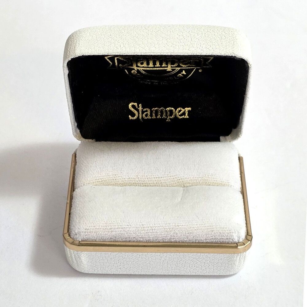 Ring Box branded Stampers Black Hills Gold white pebbled outer, small BOX ONLY